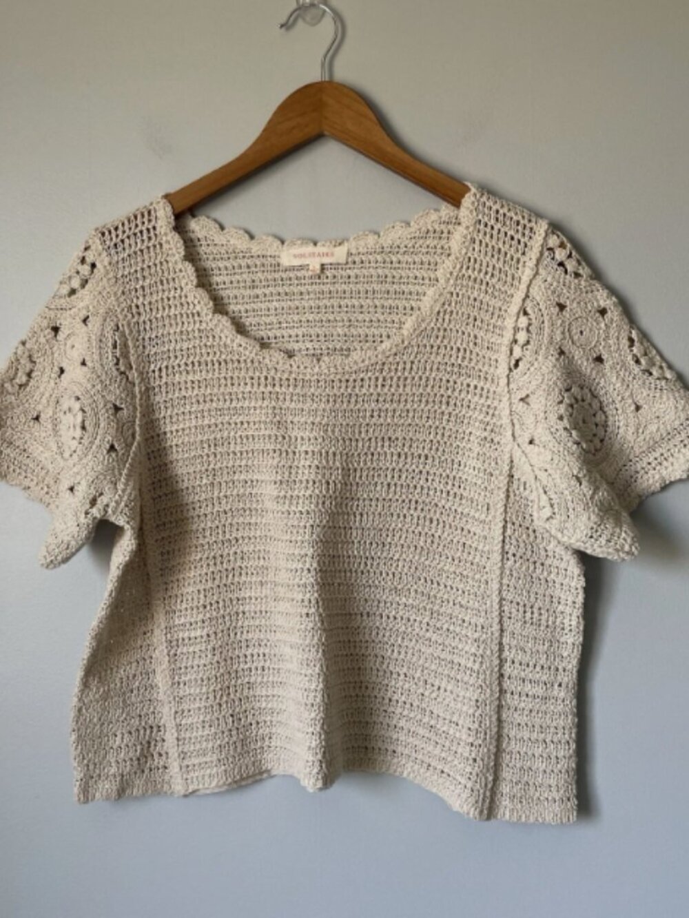 Crochet Knit Boho Top | Soft Neutral Cream | Effortless Chic - Picture 2 of 6